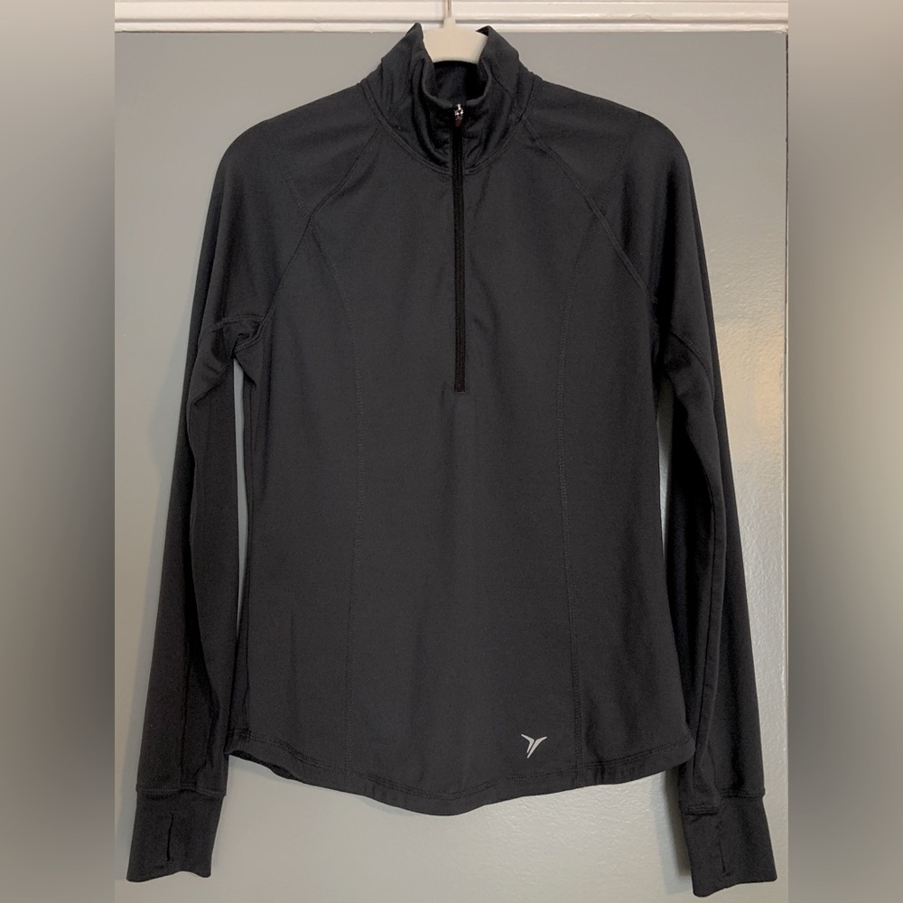 ACTIVE Gray Half Zip Long Sleeve Stretch T w Thumbhole S